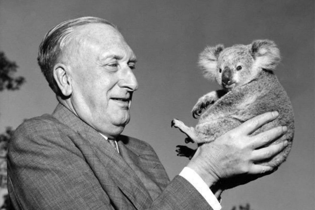 William Walton holding a koala