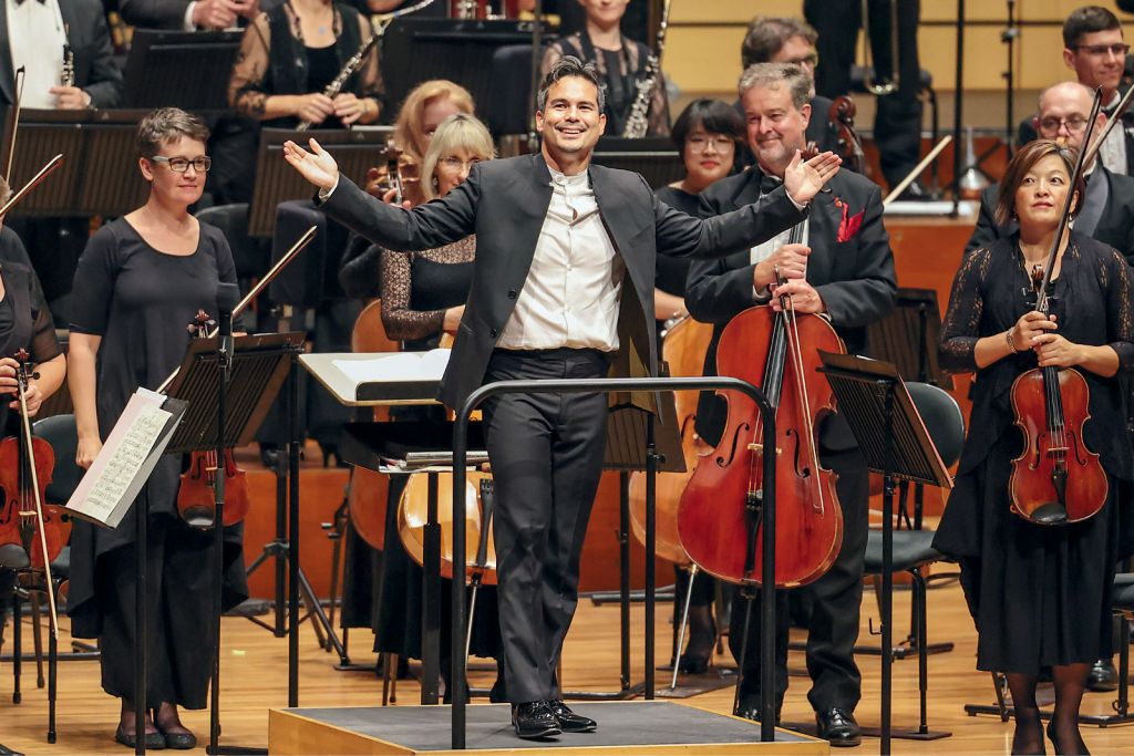 Conductor Dane Lam with the Queensland Symphony Orchestra