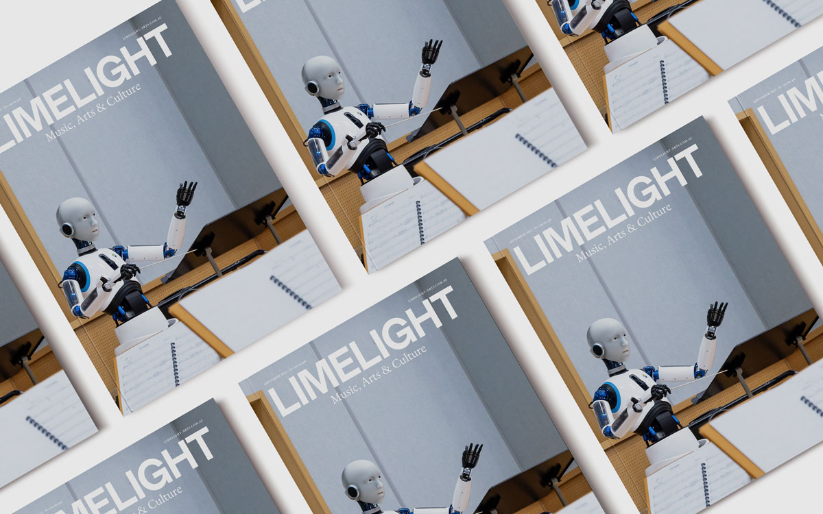The EveR 6, an AI-powered robot that made its conducting debut in Seoul, Korea earlier this year, appears on the cover of Limelight magazine.