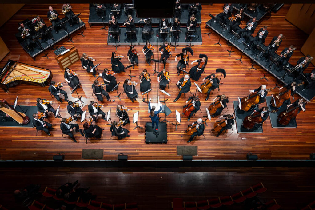 An aerial shot of the Canberra Symphony Orchestra.