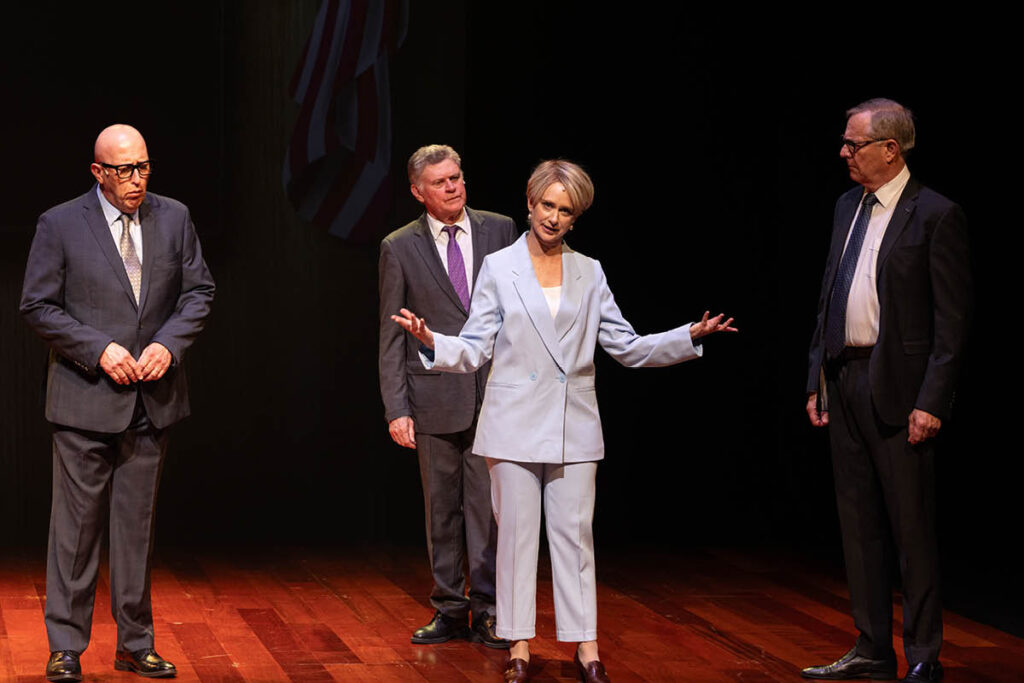 Members of the Wharf Revue on stage, dressed up as recognisable Australian politicians.