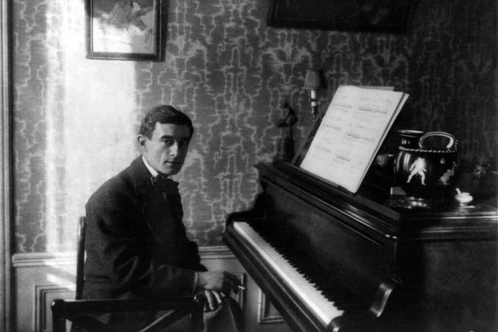 Maurice Ravel at the piano.