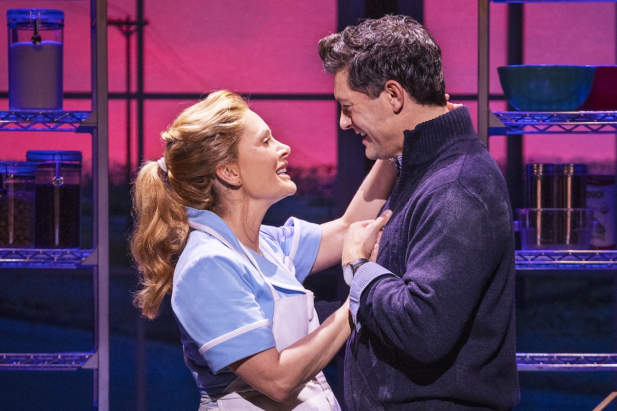Cast members from Waitress on stage